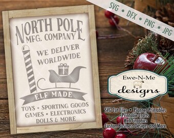 Christmas SVG Cut File - Santa Sleigh svg - North Pole SVG - Winter svg - Commercial Use svg cut file - Elf svg - svg, dfx, png and jpg