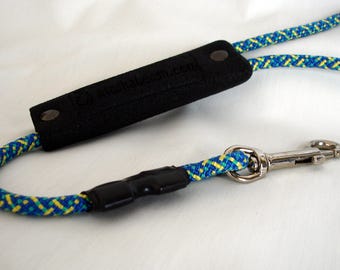 Climbing Rope Dog Leash - Rope Dog Leash - Climbing Rope Leash - Short Leash - 2 Feet Long - Ergonomic Handle - 7mm Blue - READY TO SHIP