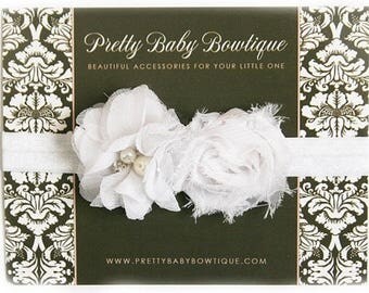 White Baby Headband Baptism Headband Christening Headband - Infant White Headband - Blessing Headband - Girl Headband Newborn