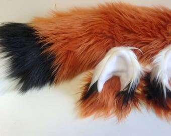 Limited Copper Tri-Colored Fox Costume, Fox Tail, Fox Ears