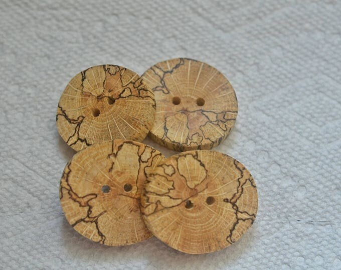 Wood or Wooden Buttons Qty of 4 beautifully spalted Oak Tree Branch Buttons....2 holes...137