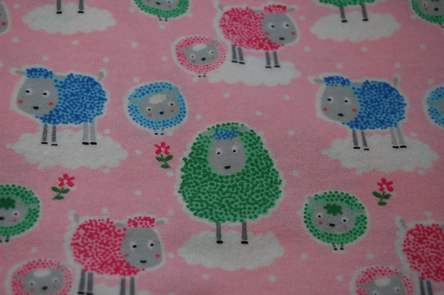 Sheep Flannel Fabric By the Yard Colorful Lambs on