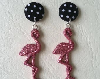 ♥ glitter flamingos and polka dot earrings ♥