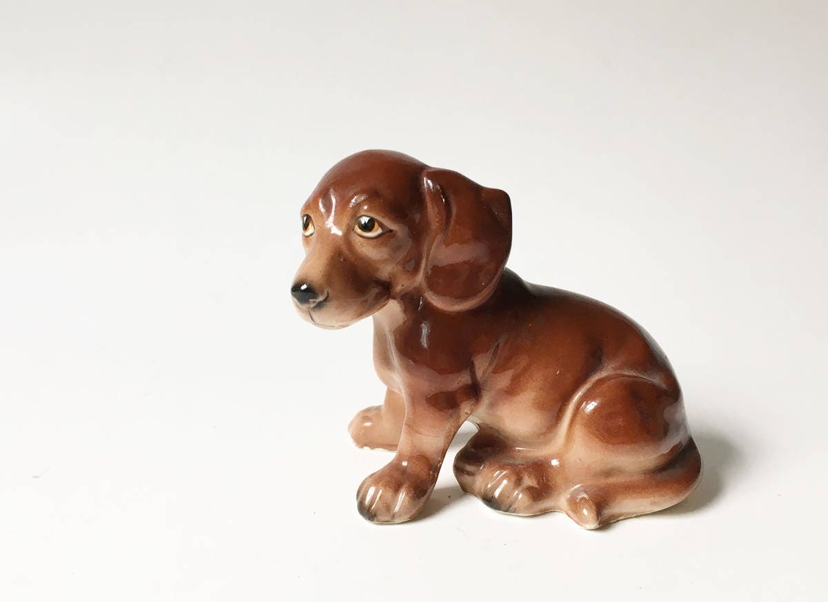 Dachshund Figurine Ceramic Dog Brown Dog Collectible Dog