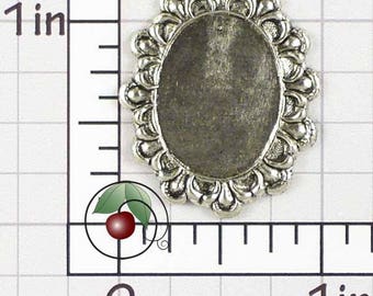 Lace Edge Setting, 20x15 Setting, 20 x 15 Setting, Cabochon Setting, Cameo Setting, Silver Ox Plated Brass, 2 Pcs, 1433so2