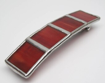 Fire - Large Stained Glass French Barrette