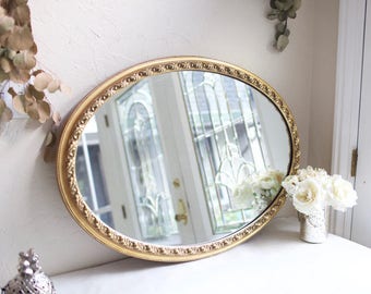 Locals Only - 26 x 37" Vintage Gold Oval mirror. Blank or custom painted for Wedding Welcome, Ceremony Program, Seating Chart