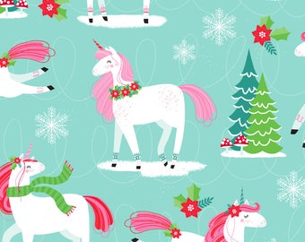 Christmas Unicorn Fabric - I believe in christmas By Lizmytinger - Holiday Unicorn Winter Fantasy Cotton Fabric By The Yard With Spoonflower