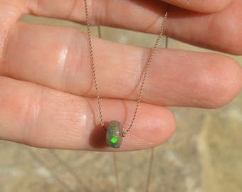 Ethiopian Opal Choker Necklace on Silk Smoked Opal Choker