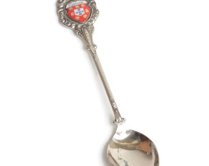 Portugal Collectors Spoon Coat of Arms Crown Finial Silver Plate Demi Tasse