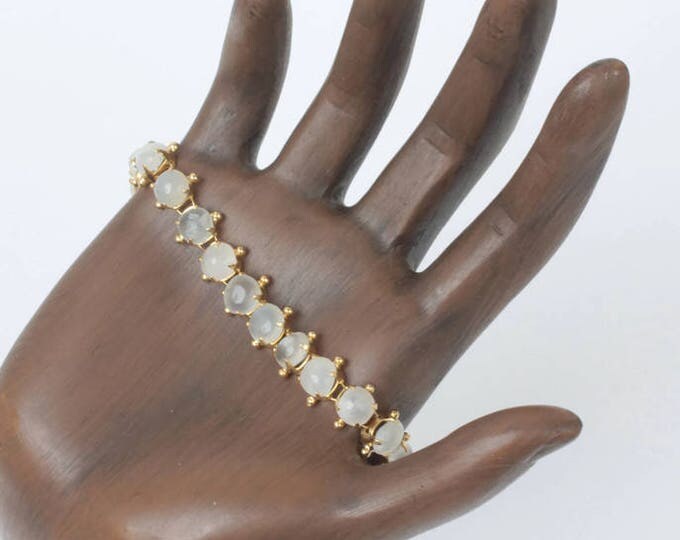 Moonstone Bracelet Gold Tone Setting Open Back Cabochons Vintage