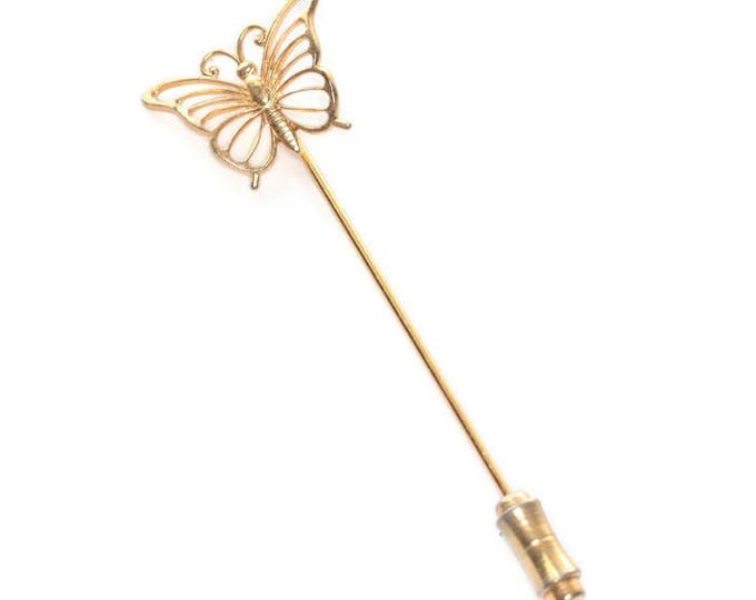 Beau Sterling Butterfly Stickpin Vermeil Gold Wash Finish Vintage