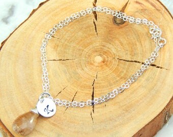 Amethyst Bracelet,Moss Amethyst,Initial Bracelet,Gemstone Bracelet,February Birthstone,Amethyst Gemstone,Monogram Bracelet