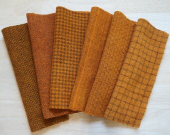 Orange Pumpkin - Hand Dyed Felted Wool in a Beautiful Collection a Perfect Rug Hooking and Applique Wool