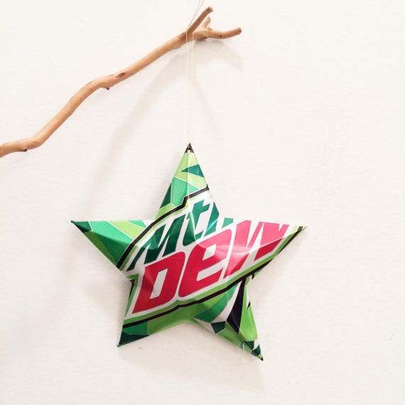 Mtn Dew or DIET Mountain Dew Stars Christmas Ornaments Soda