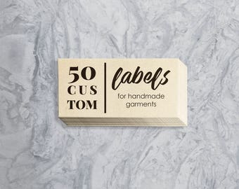 Cloth Iron or Sew on Labels (50) Fray Resistant Custom Printed