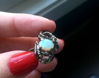 Opal Ring - Sterling Silver - Mid Century - Vintage