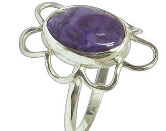 Charoite Ring Set in Sterling Silver, Size 9 r9chtg2832