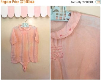 20% off SALE vintage 1920s girl's romper - BABY PINK 20s silk playsuit / 3-4T