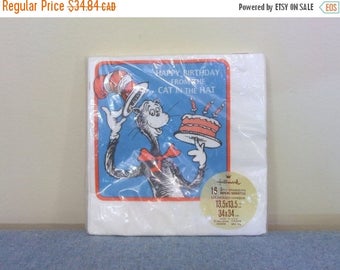 50% OFF 1985 Cat in the Hat Napkins - Sealed Pack of 16 Party Supplies Party Decor Table Decor