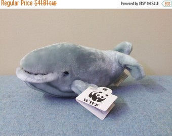 CLEARANCE 1988 WWF Blue Whale Plush - Rare Chevron and World Wildlife Fund Plush Stuffed Animal Ocean