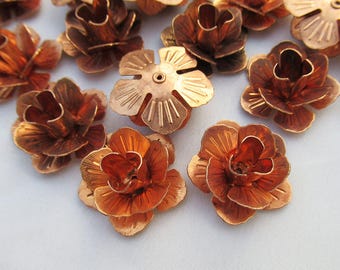 6pcs Copper Flower 22mm Metal Rose Loose Findings f066