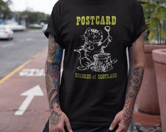 Postcard records t shirt T shirt screen print short sleeve shirt cotton