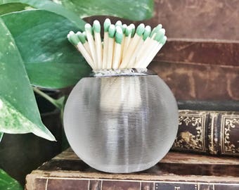 Antique 1907 English Sterling Silver and Glass Match Striker