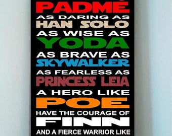 ON SALE Beautiful STAR Wars wooden subway art sign -In this Classroom we are as strong as a wookie as noble as padme as brave as han solo...
