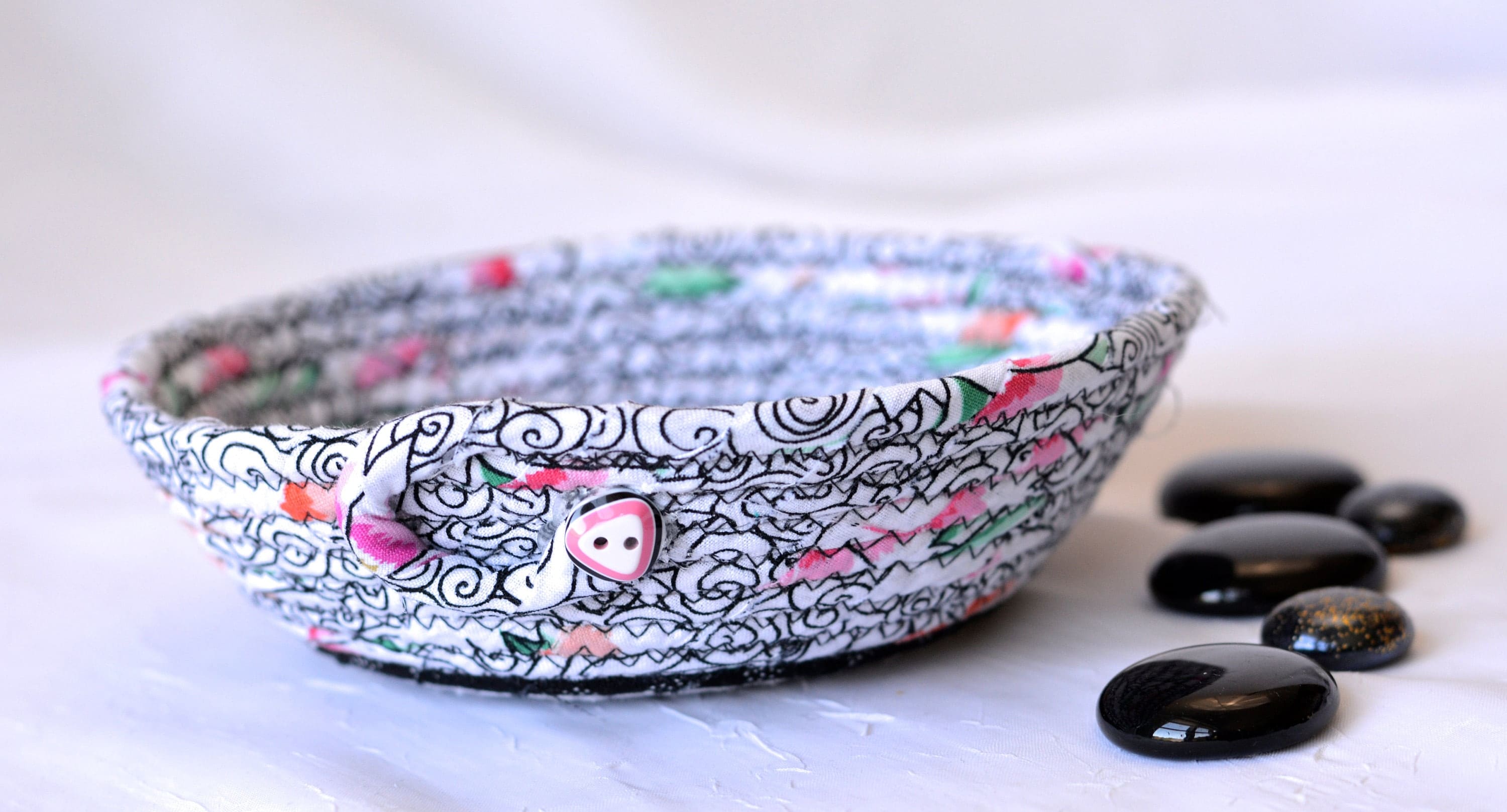 Fun Candy Dish, Cute Ring Holder Tray, Handmade Fabric Bowl, Key Tray