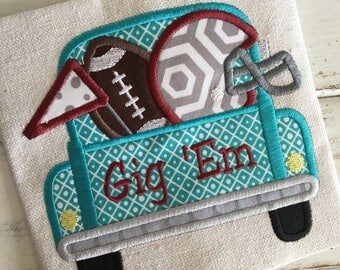 Vintage Truck Football Helmet Applique Embroidery Design 5x7 6x10 8x8 8x12