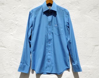 Blue shirt mod shirt retro shirt date shirt party shirt slim shirt elegant shirt weekend shirt