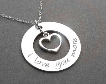 Anniversary Necklace / I Love You More Necklace - Sterling Silver Anniversary Gift - love necklace - For couples, girlfriend, wife, daughter