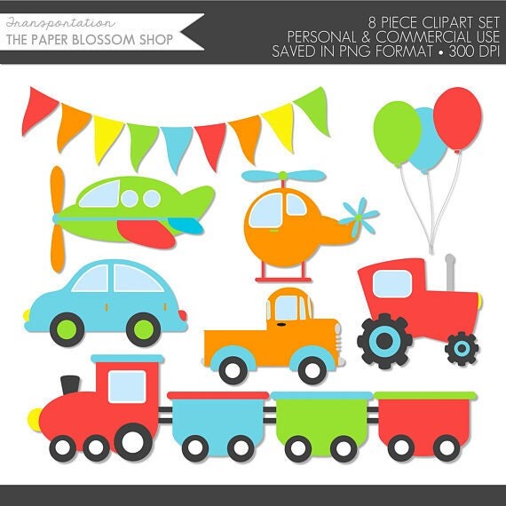 Transportation Clipart,Transportation Clip Art,Car Truck Clip Art,Train Clipart,Plane Clipart,Helicopter Clipart,Tractor Clipart,Car Clipart Il_570xn