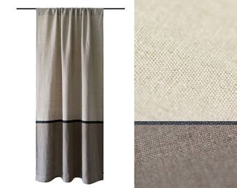 Linen curtains Custom color Color block curtain panel Blackout curtain, day curtain, privacy lined window curtain. Custom length drapes
