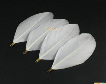 10 Pieces White Feather Pendant Feather Charm 6-9cm (YM450)