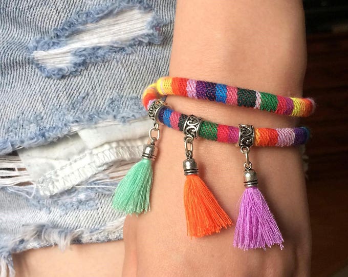 Bohemian bracelet, Ethnic wrap, Boho wrap,wrap bracelet tassel charm,tribal bracelet,hippie bracelet,ethnic bracelet, women bracelet, gift