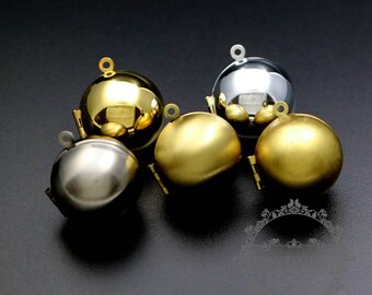 5pcs 20mm round silver,bronze,gold,antiqued silver,raw brass ball photo locket pendant charm 1111053