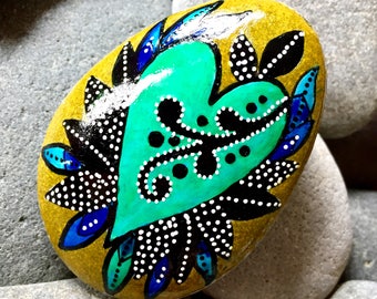 just breathe / painted stones/ painted rocks / rock art / heart rocks / boho style, boho art / hippie style / altar art / tiny art / stones