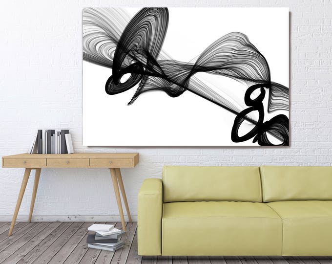 Full of Ideas, Black and White Contemporary Abstract Canvas Art Print, Extra Large BW Contemporary Canvas Art Print up to 72" by Irena Orlov