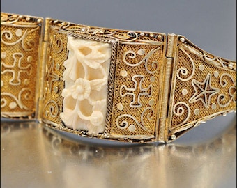 Chinese Bracelet, Vermeil, Silver 800, Art Deco Renaissance Vintage Jewelry, SUMMER SALE