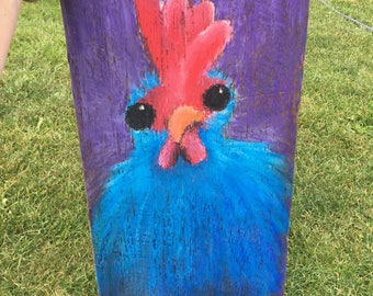 Rooster- soft chalk pastel drawing on pre-civil war barn wood