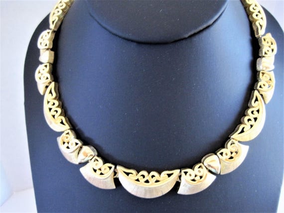 Tortolani Gold Necklace, Signed Mid Century, Antique Gold, Gold Filigree, Collectible Tortolani