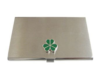 Green Shamrock Clover Business Card Holder