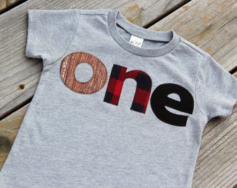 First Birthday Shirt, Woodland Birthday Shirt, Lumberjack Birthday Shirt, Buffalo Check Shirt, One Shirt