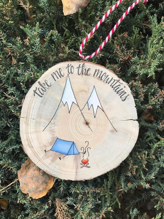 Mountain Ornament Christmas Ornament Wood Slice Ornament