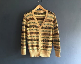 1970s Wool Blend fair Isle cardigan small