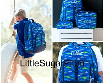 Monogrammed Backpack, Shark Backpack, Boy's Backpack, Back to School, Backpack & Lunchbox Monogrammed