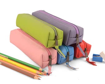 Leather Pencil Case- Rectangle. Zip closure. Available in lots of colors.