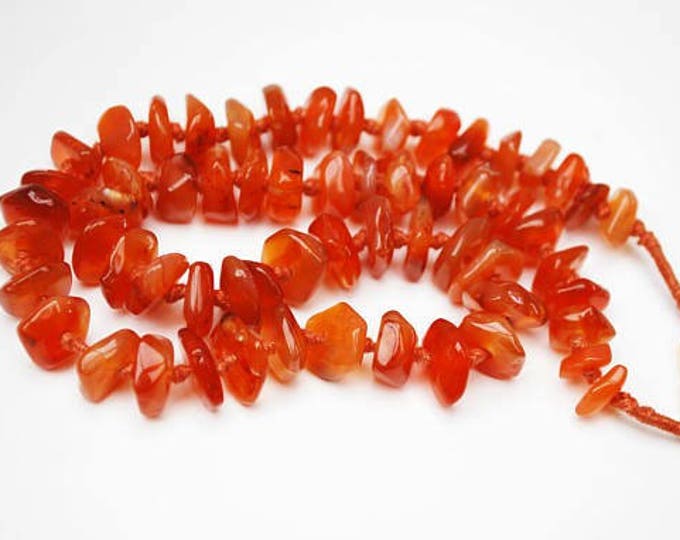 Polished Carnelian Nugget Necklace - Orange gemstone beads - collar necklace